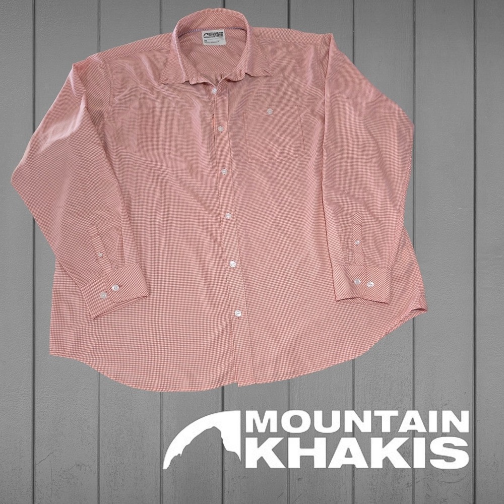 Mountain Khakis Mens Passport EC Gingham Button Down Shirt Summer Red Orange 2XB
